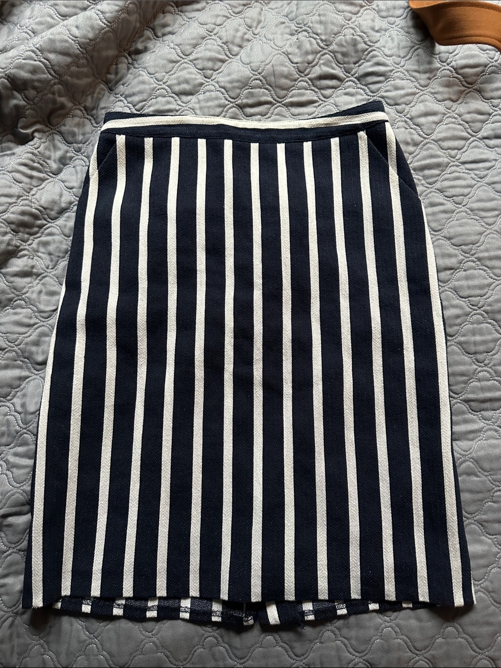Gerard Darel Paris Ink and White Striped Pencil Skirt
